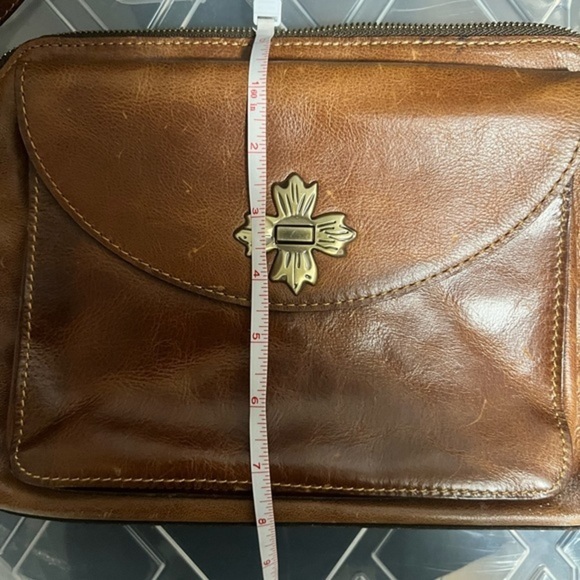 Vintage Brown Leather Crossbody Bag with Gold Accent Patricia‎ Nash Salina - Picture 6 of 7